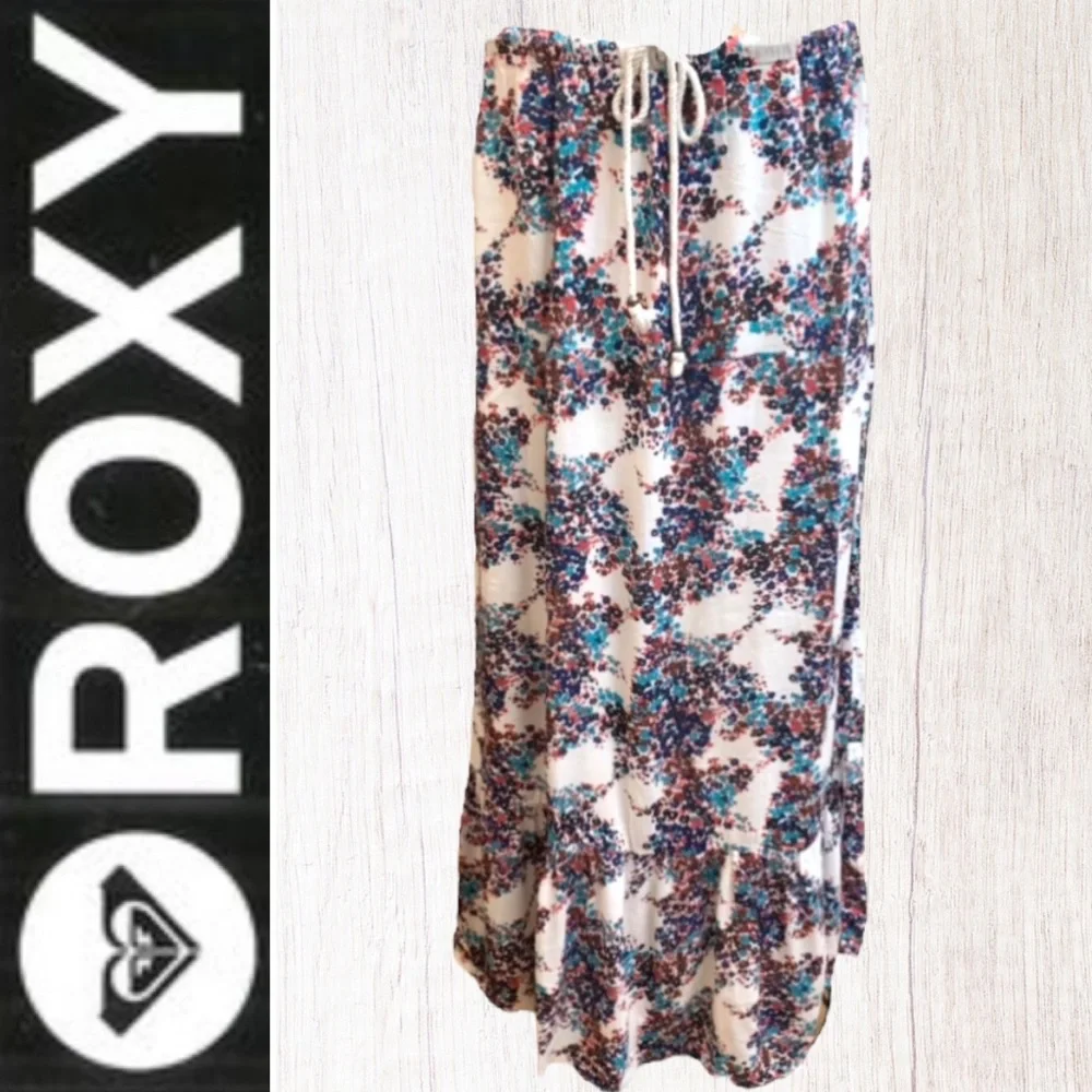 “Roxy” petite floral print drawstring waist maxi skirt- M - Picture 1 of 11